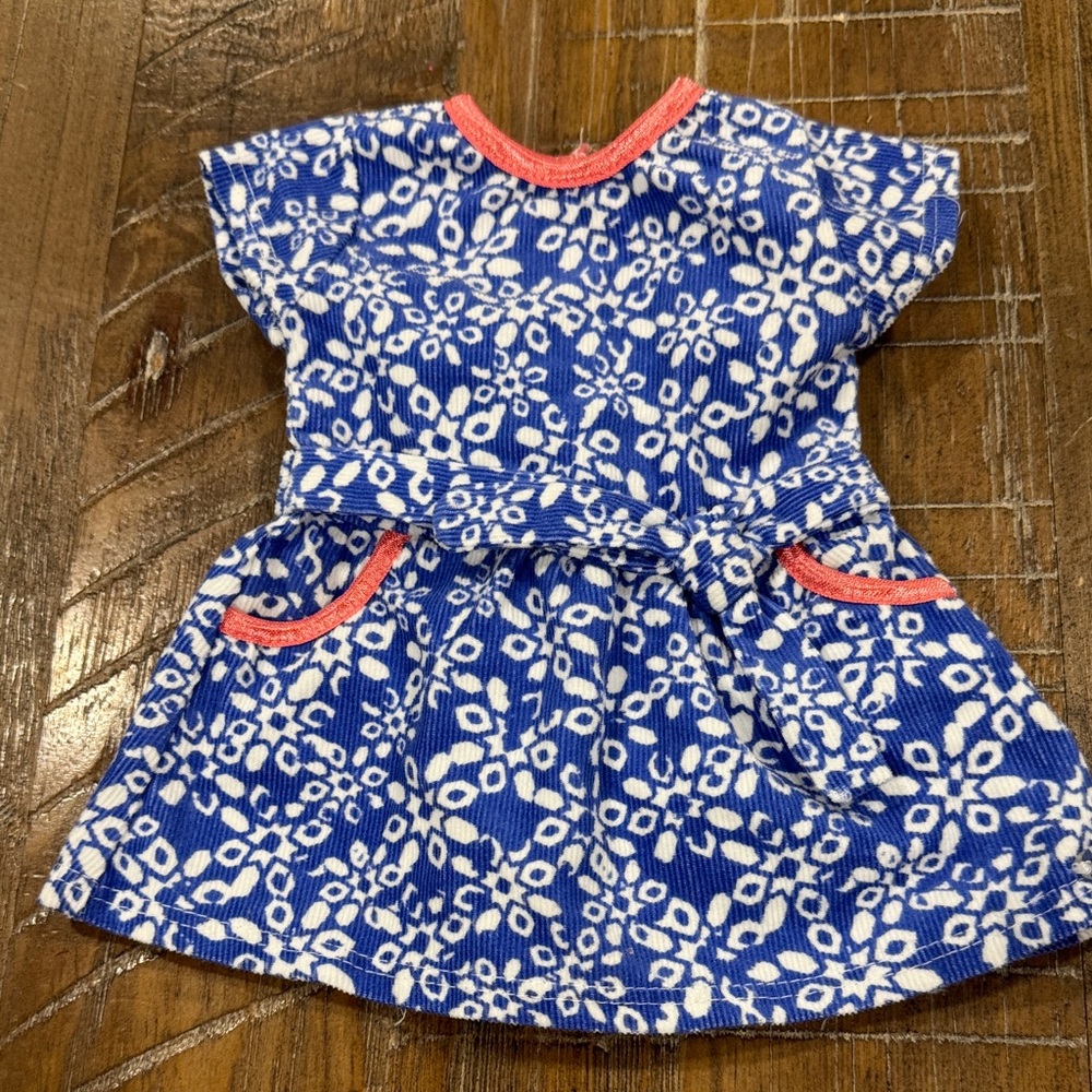 American Girl Truly Me Print Corduroy Dress blue white